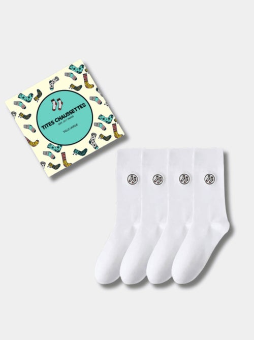 Lot de 4 Tites Chaussettes Hautes Blanc - Kiabi