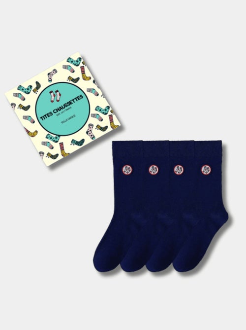 Lot de 4 Tites Chaussettes Hautes Bleu marine - Kiabi