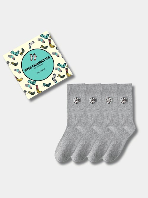 Lot de 4 Tites Chaussettes Hautes Gris clair - Kiabi