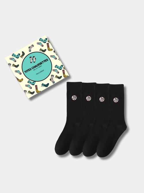 Lot de 4 Tites Chaussettes Hautes Noir - Kiabi