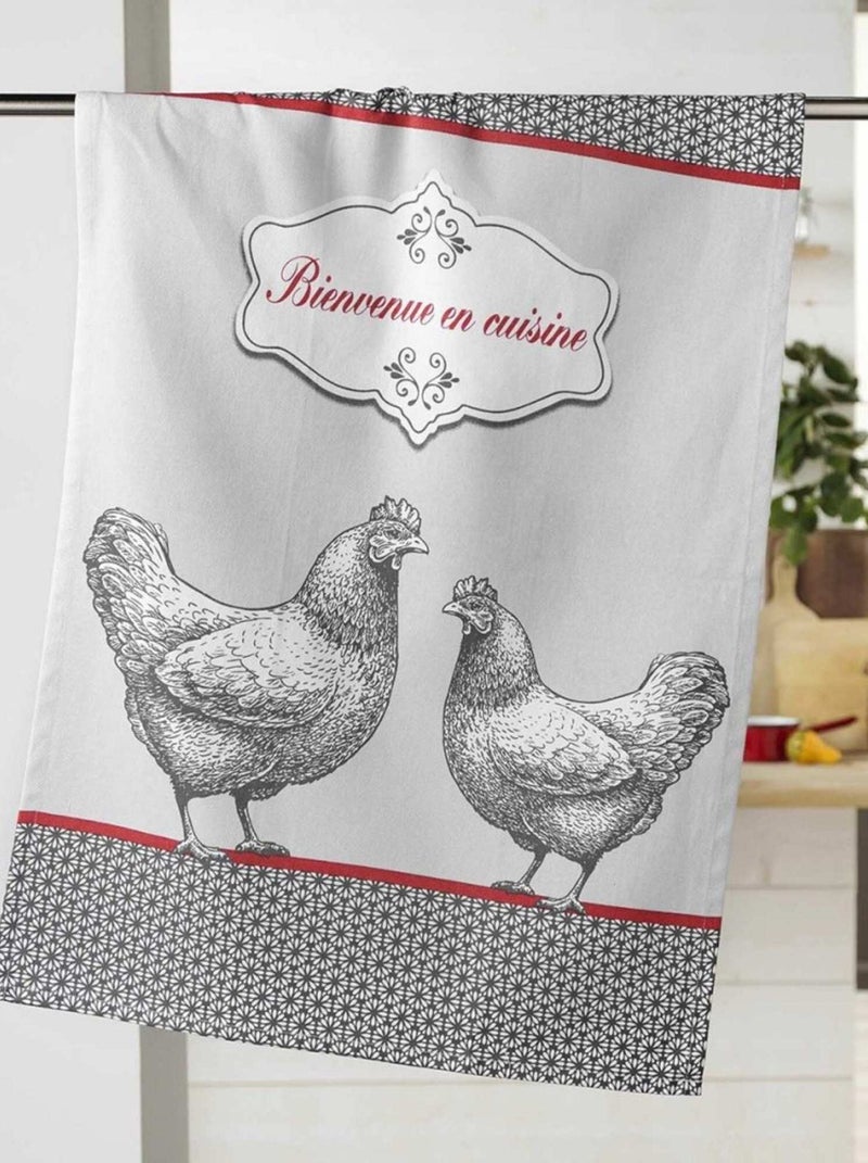 Lot de 4 torchons 50x70 En cuisine coton Gris - Kiabi