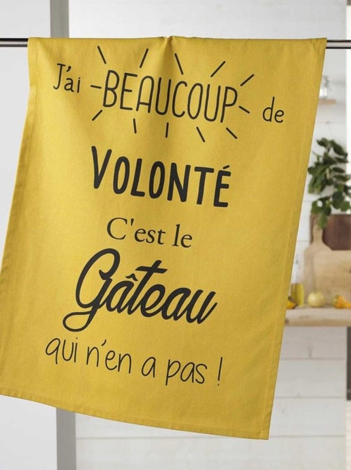 Lot de 4 torchons 50x70 Gourmandise jaune coton - Kiabi