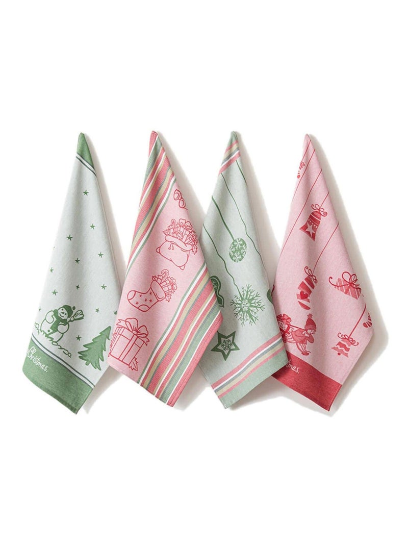 Lot de 4 torchons imprimés Noël Multicolore - Kiabi