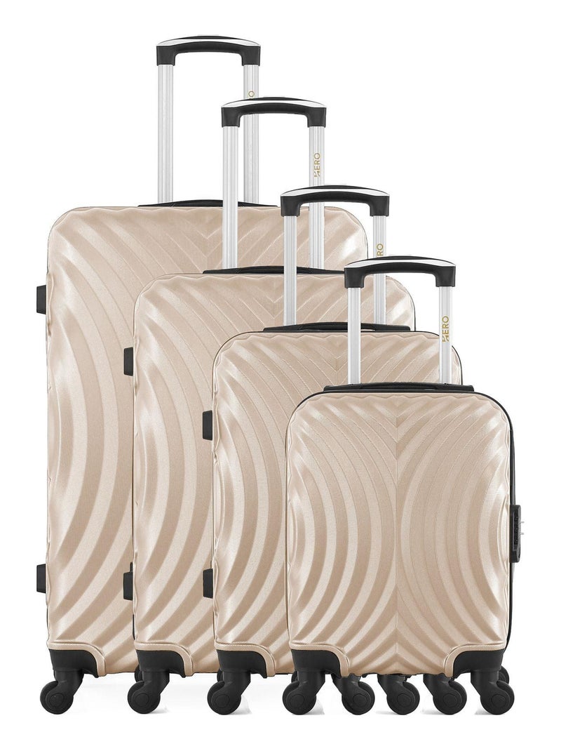 Lot de 4 Valises Rigides Grand Format, Taille Moyenne, Cabine et Cabine XXS LAGOS-M Beige - Kiabi