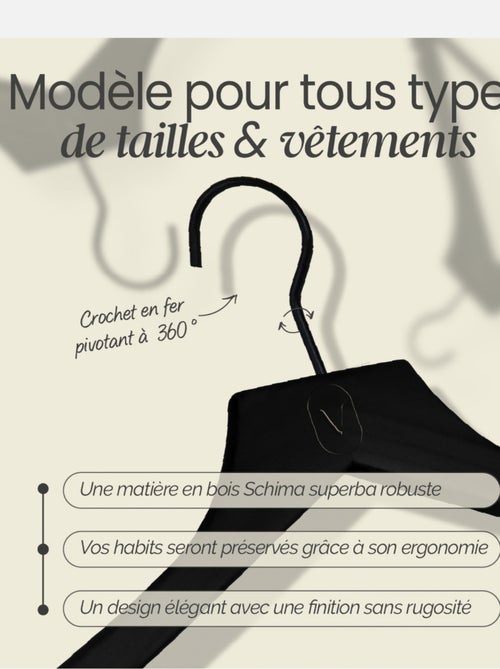 Lot de 40 cintres pour vêtements adulte premium avec crochet pivotant à 360° - Vivezen - Kiabi