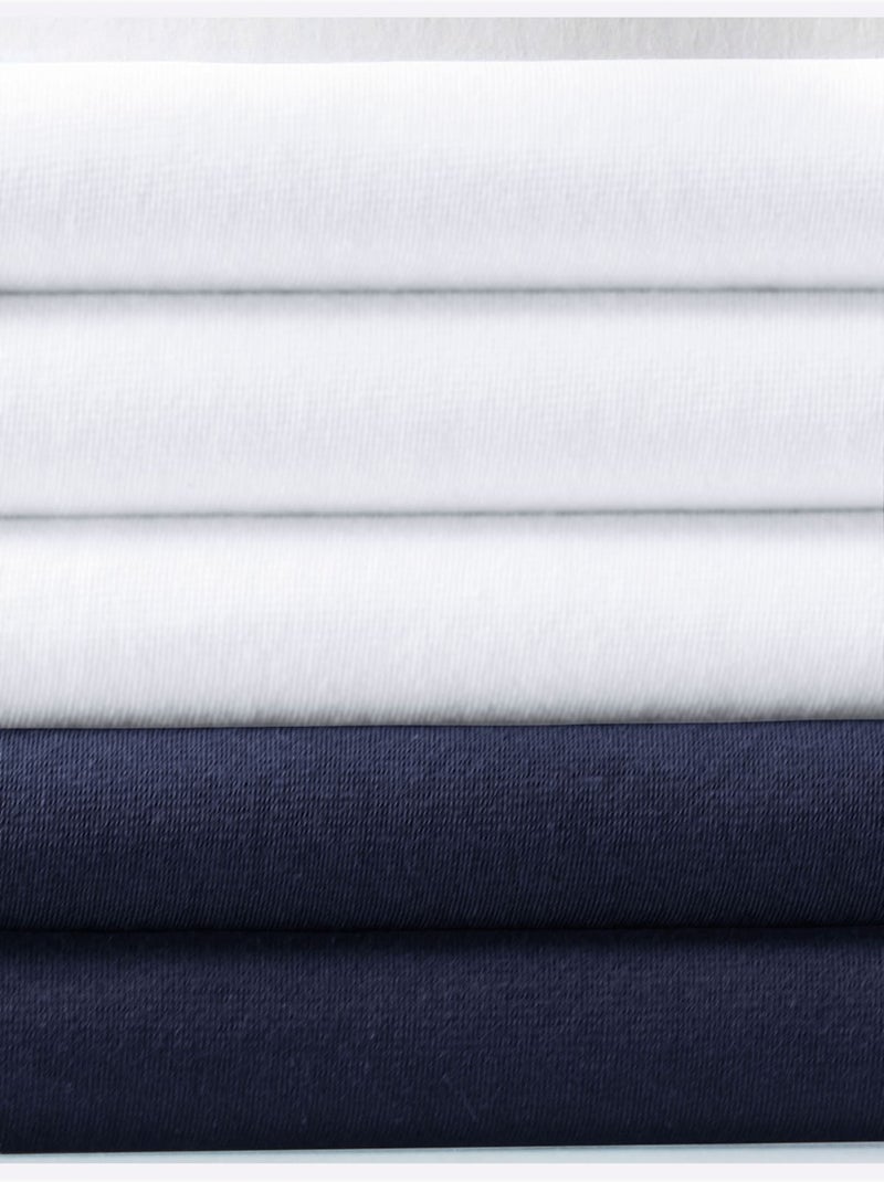 Lot de 5  - Boxer Coton Extensible - Taille Standard - Witt Blanc Bleu marine - Kiabi