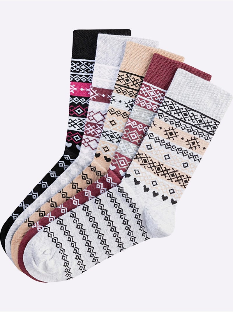 Lot de 5  - chaussettes qualité coton - taille standard - witt Rouge - Kiabi