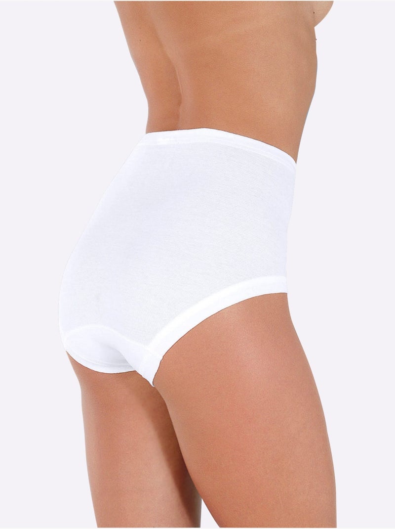 Lot de 5  - Slip Taille Haute Côtes Fines - Taille Standard - Witt Blanc - Kiabi
