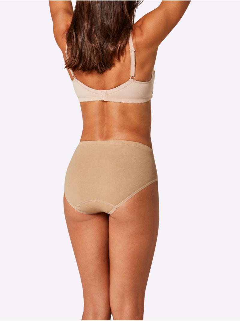 Lot de 5  - Slip Taille Haute Côtes Fines - Taille Standard - Witt Blanc Multicolore - Kiabi