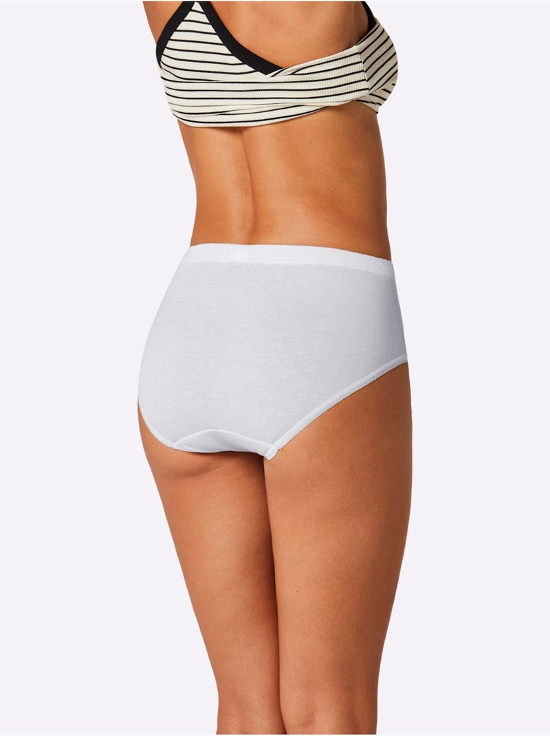 Lot de 5  - Slip Taille Haute Côtes Fines - Taille Standard - Witt Blanc - Kiabi