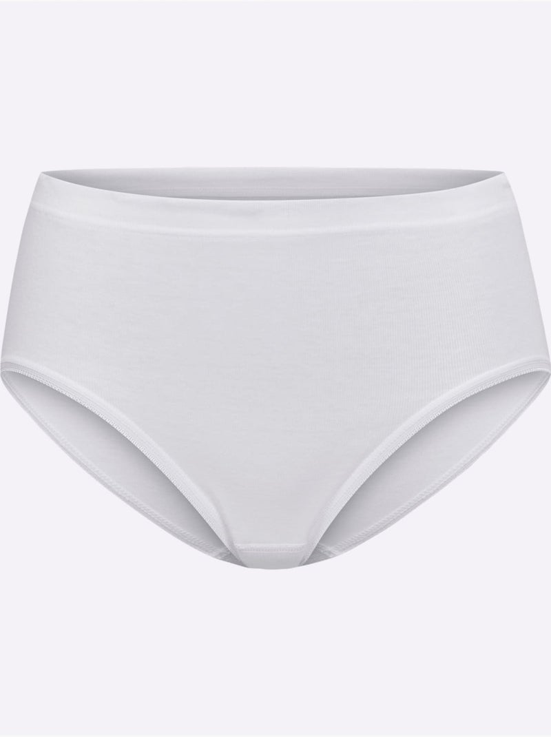 Lot de 5  - Slip Taille Haute Côtes Fines - Taille Standard - Witt Blanc - Kiabi