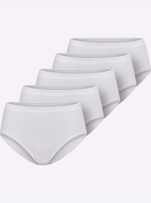 Lot de 5 - Slip Taille Haute Côtes Fines - Taille Standard - Witt - Kiabi Lot de 5 - Slip Taille Haute Côtes Fines - Taille Standard - Witt - Kiabi
