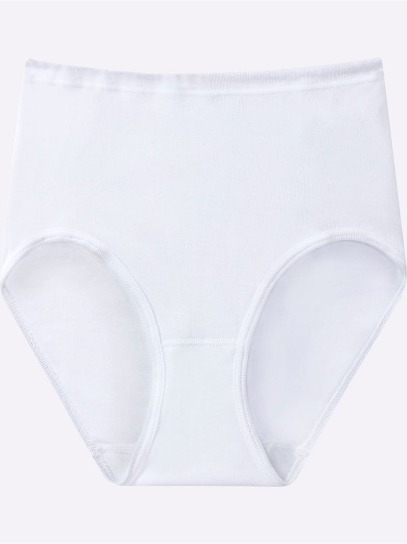 Lot de 5  - Slip Taille Haute Côtes Fines - Taille Standard - Witt Blanc - Kiabi