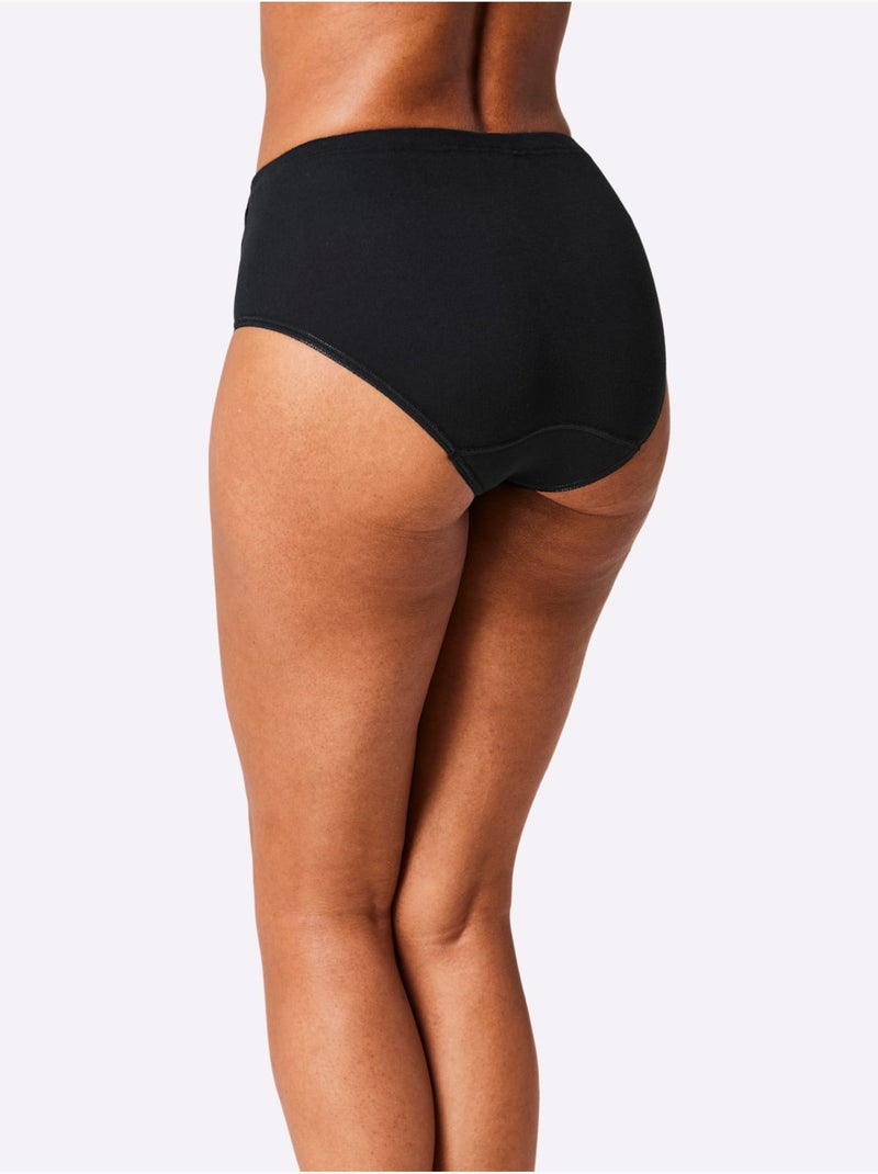 Lot de 5  - Slip Taille Haute Côtes Fines - Taille Standard - Witt Noir - Kiabi