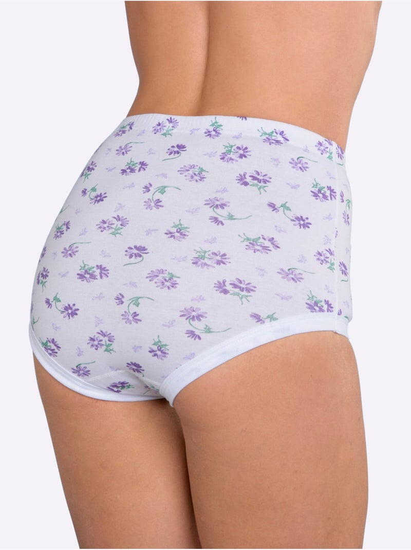 Lot de 5  - Slip Taille Haute Côtes Fines - Taille Standard - Witt Violet - Kiabi
