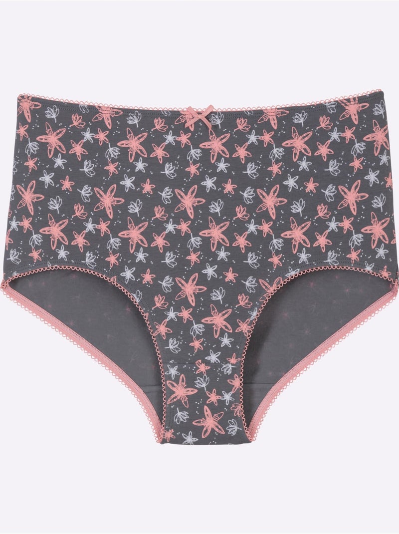 Lot de 5  - Slip Taille Haute élasthanne - Taille Standard - Moda Vilona Multicolore - Kiabi