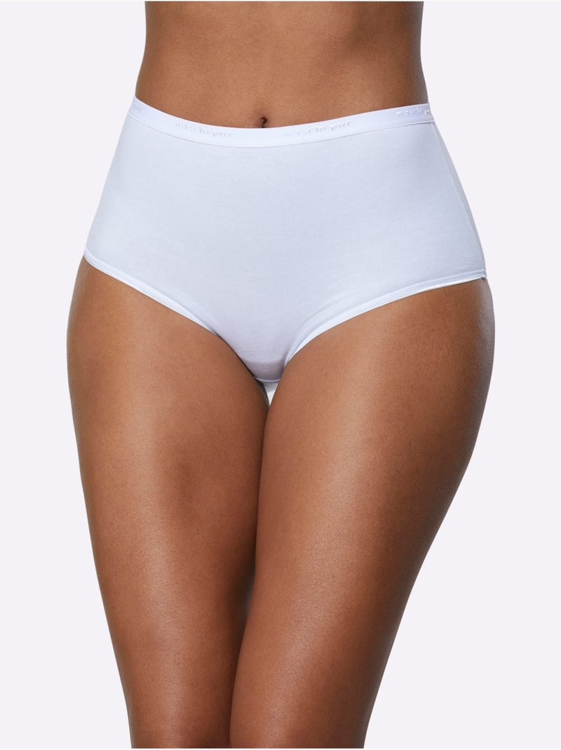 Lot de 5  - Slip Taille Haute Jersey Fin - Taille Standard - Witt Blanc - Kiabi