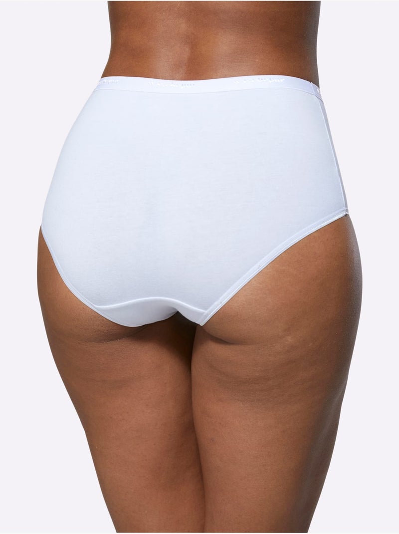 Lot de 5  - Slip Taille Haute Jersey Fin - Taille Standard - Witt Blanc - Kiabi