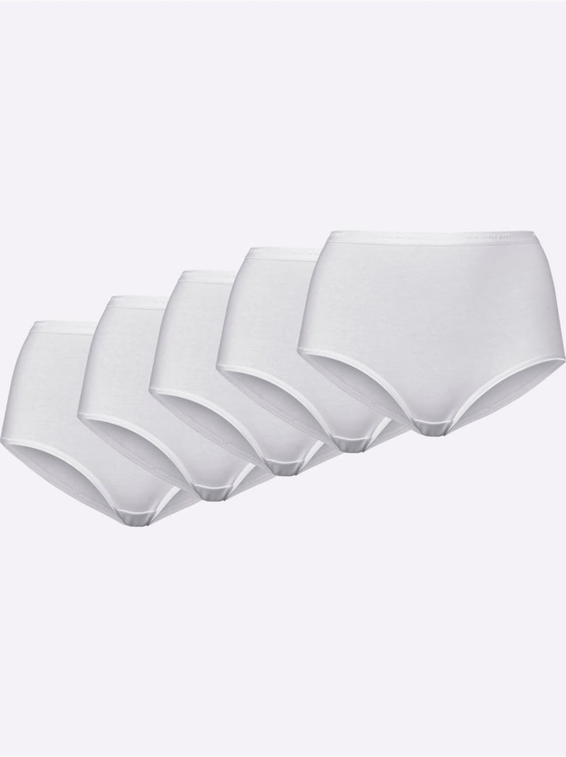 Lot de 5  - Slip Taille Haute Jersey Fin - Taille Standard - Witt Blanc - Kiabi
