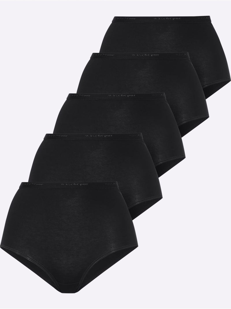 Lot de 5  - Slip Taille Haute Jersey Fin - Taille Standard - Witt Noir - Kiabi