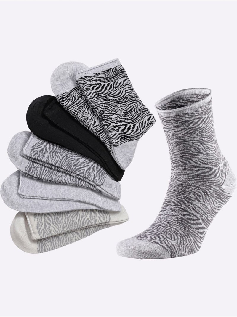 Lot de 5  - Socquettes Pour Dames Qualité Coton - Taille Standard - Witt Gris - Kiabi