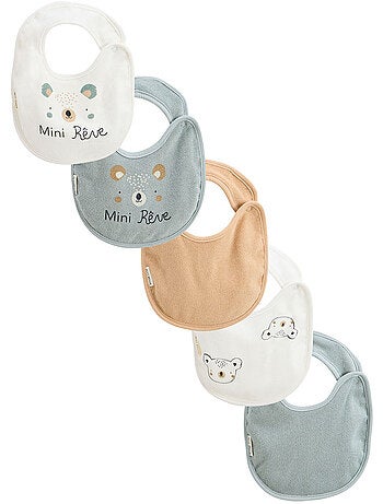 Lot de 5 bavoirs bébé Mini Rêve