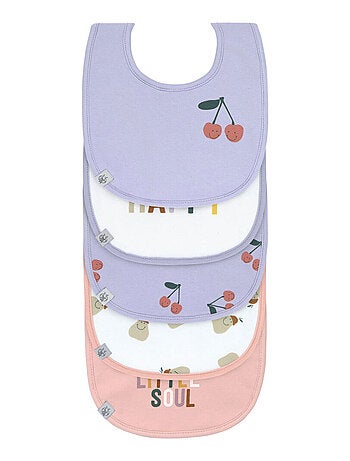 Lot de 5 bavoirs en éponge imperméable 3-18 mois Happy Fruits Cerise