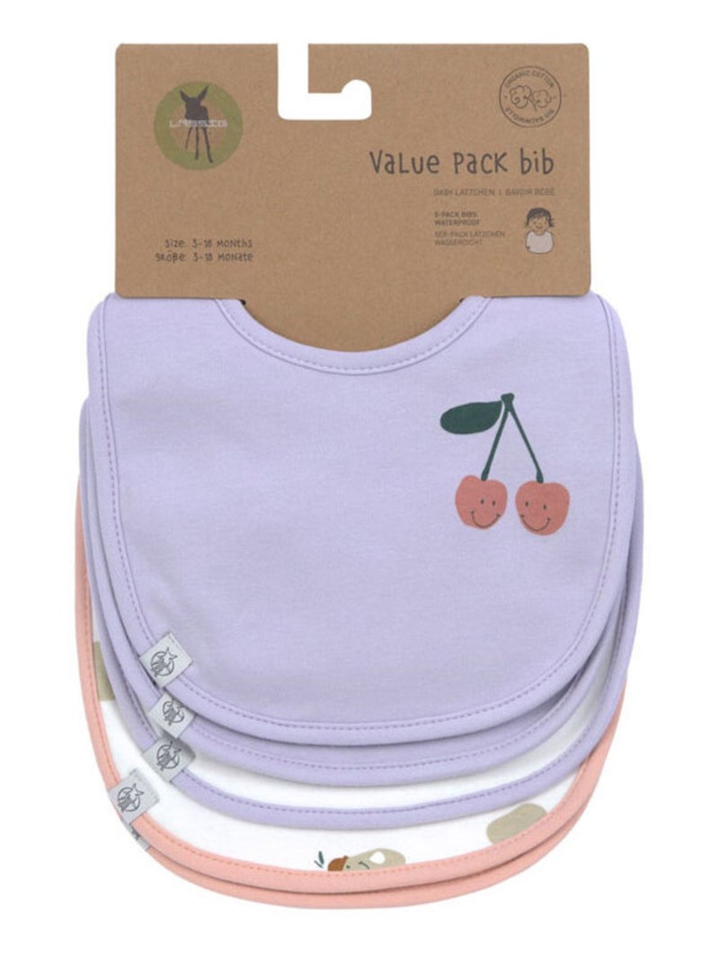 Lot de 5 bavoirs en éponge imperméable 3-18 mois Happy Fruits Cerise Multicolore - Kiabi