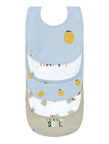 Lot de 5 bavoirs en éponge imperméable 3-18 mois Happy Fruits Citron