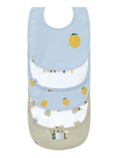 Lot de 5 bavoirs en éponge imperméable 3-18 mois Happy Fruits Citron - Kiabi
