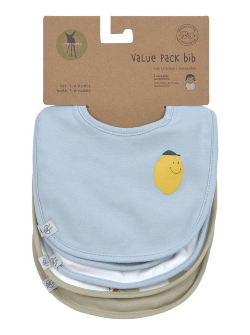 Lot de 5 bavoirs en éponge imperméable 3-18 mois Happy Fruits Citron Bleu - Kiabi