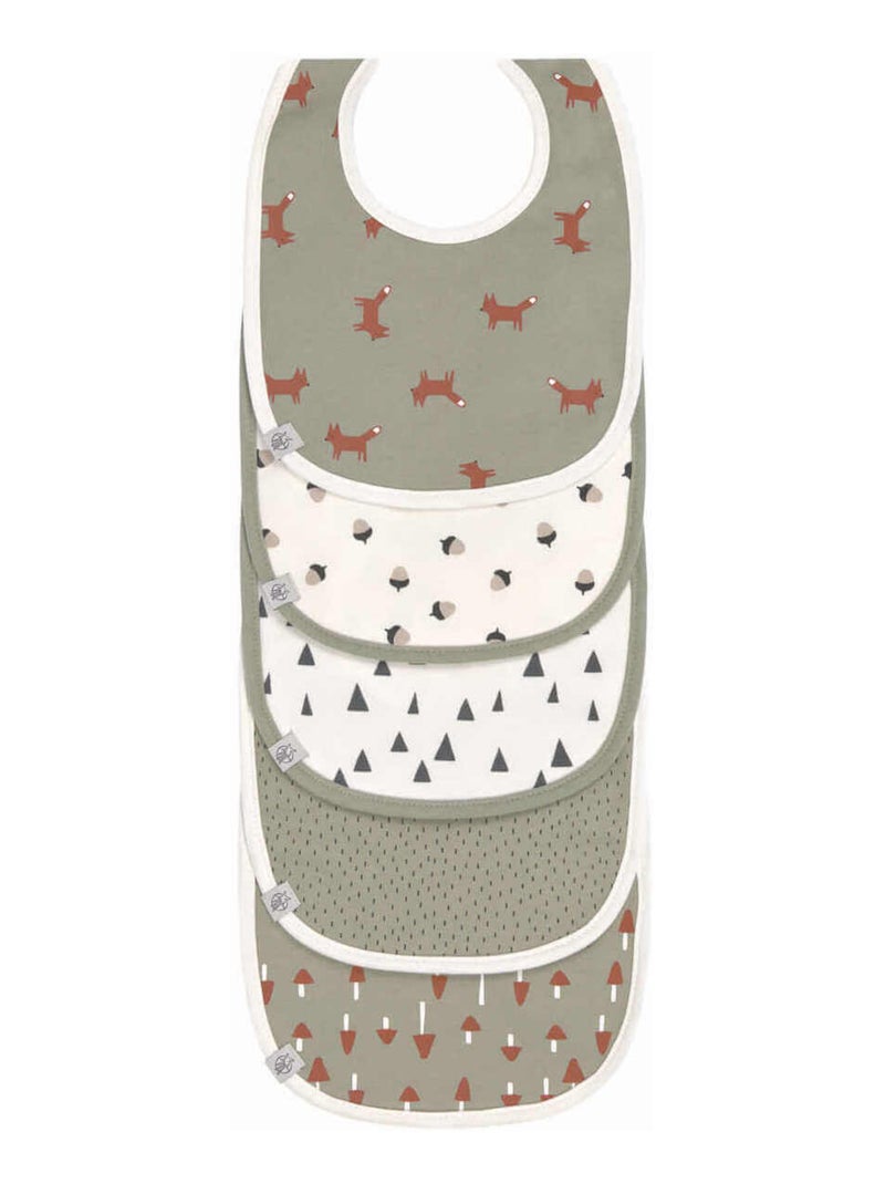 Lot de 5 bavoirs en éponge imperméable 3-18 mois Little Forest Renard Vert - Kiabi