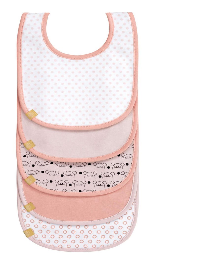 Lot de 5 bavoirs en éponge imperméable 3-18 mois Souris Rose - Kiabi