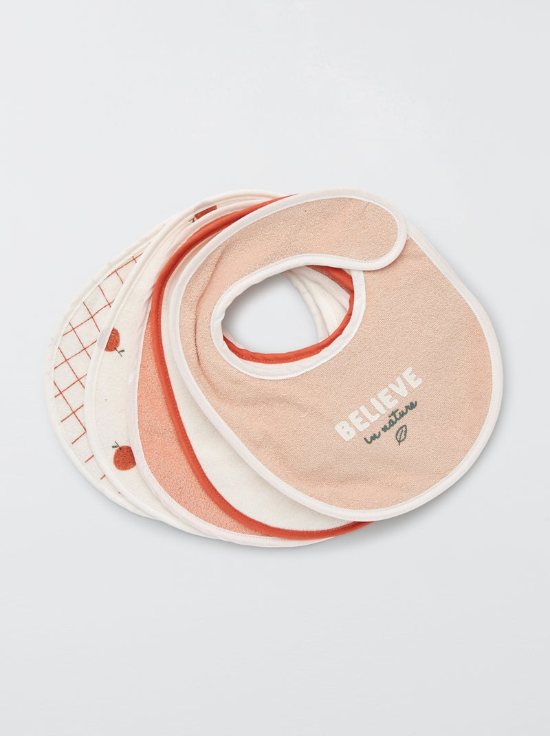 Lot de 5 bavoirs éponge Blanc/rouge - Kiabi