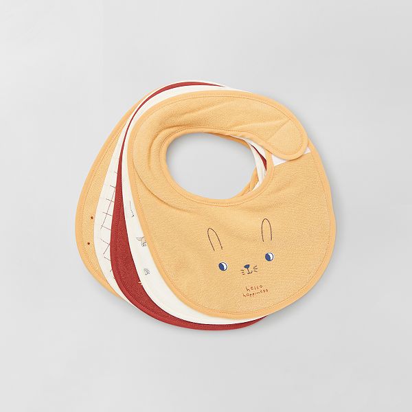 Lot De 5 Bavoirs Eponge Bebe Fille Jaune Rouge Kiabi 6 00
