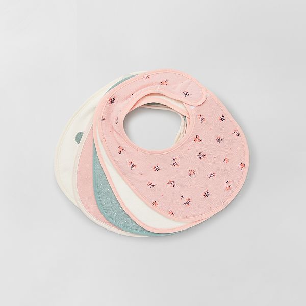 Lot De 5 Bavoirs Eponge Bebe Fille Rose Kiabi 6 00
