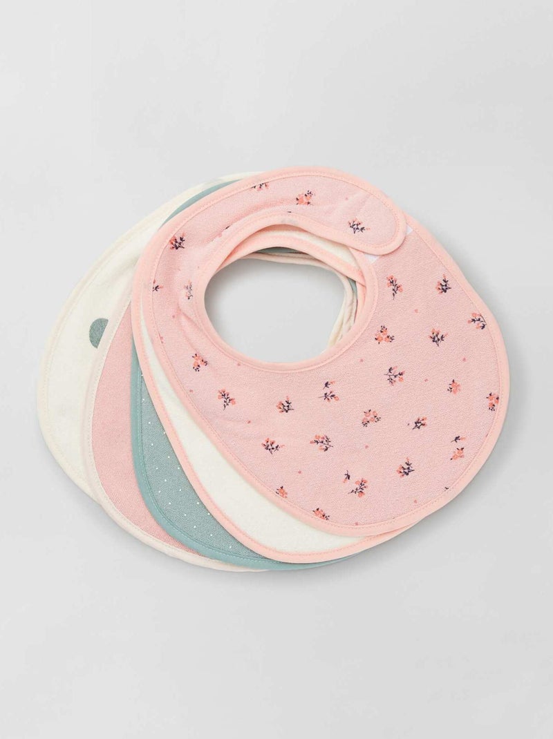 Lot de 5 bavoirs éponge Rose - Kiabi