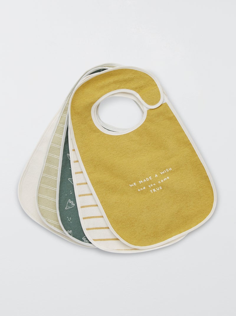Lot de 5 bavoirs imprimés Vert/blanc/gris - Kiabi
