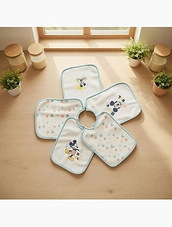 Lot de 5 Bavoirs Mickey - 100% Coton