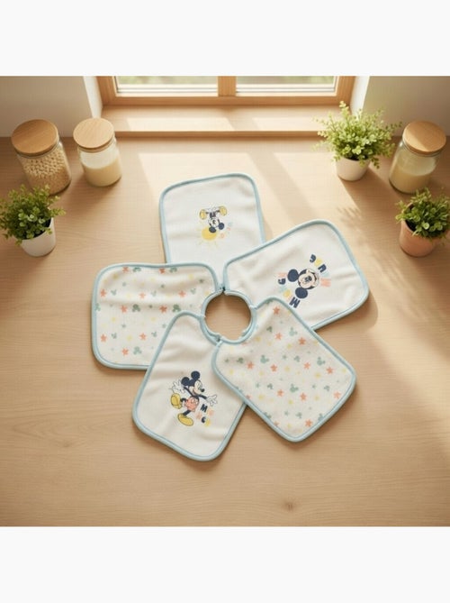 Lot de 5 Bavoirs Mickey - 100% Coton - Kiabi