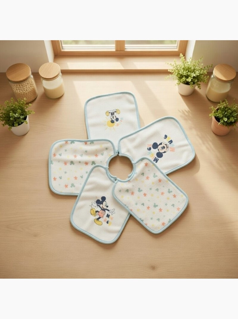 Lot de 5 Bavoirs Mickey - 100% Coton Vert - Kiabi