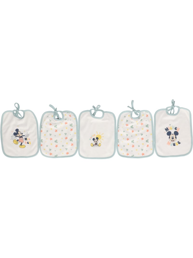 Lot de 5 Bavoirs Mickey - 100% Coton Vert - Kiabi