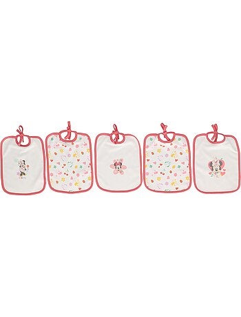 Lot de 5 Bavoirs Minnie - 100% Coton