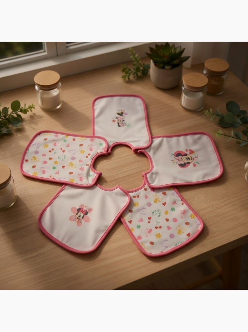 Lot de 5 Bavoirs Minnie - 100% Coton Rose - Kiabi