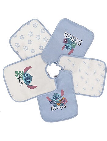 Lot de 5 Bavoirs Stitch - 100% Coton