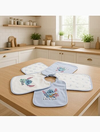 Lot de 5 Bavoirs Stitch - 100% Coton