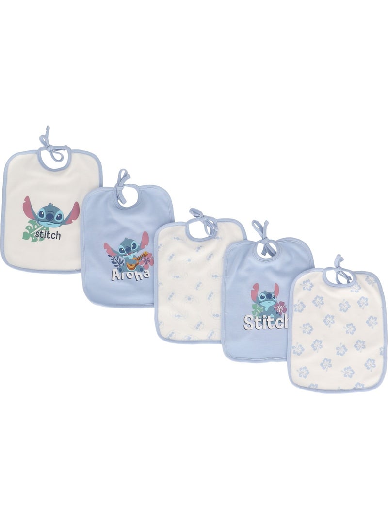 Lot de 5 Bavoirs Stitch - 100% Coton Bleu - Kiabi