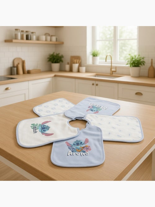 Lot de 5 Bavoirs Stitch - 100% Coton - Kiabi