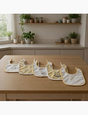 Lot de 5 Bavoirs Winnie - 100% Coton