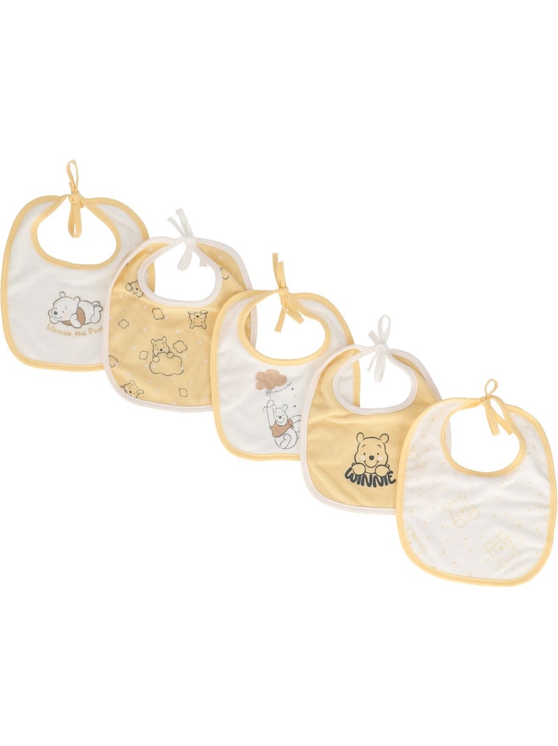 Lot de 5 Bavoirs Winnie - 100% Coton Jaune - Kiabi